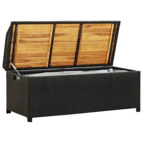 Patio Storage Bench 47.2" Poly Rattan Black - Black