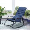 Rocking Lounge Chair,Armchair Rocker with Pillow and Cushion,for Living Room, Bedroom,Navy Blue - 1 Person