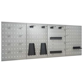 Wall-mounted Peg Boards 4 pcs 15.7"x22.8" Steel - Grey