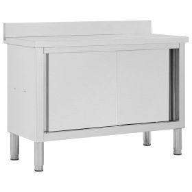 Work Table with Sliding Doors 47.2"x19.7"x(37.4"-38.2") Stainless Steel - 51051