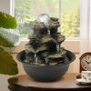 8.3inches Rock Cascading Tabletop Fountain with LED Light for Home Office Bedroom Relaxation - 8.3inches