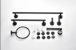 6-piece stainless steel bathroom towel rack set wall-mounted-black - Default