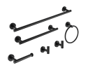 6-piece stainless steel bathroom towel rack set wall-mounted-black - Default