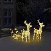 Reindeers & Sleigh Christmas Decoration 160 LEDs 51.2" Acrylic - White