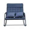 Rocking Lounge Chair,Armchair Rocker with Pillow and Cushion,for Living Room, Bedroom,Navy Blue - 2 Person