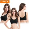 3 Pack Sport Bras For Women Seamless Wire free Bra Light Support Tank Tops For Fitness Workout Sports Yoga Sleep Wearing - BK_BK_BK - M