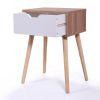 Nightstand, Modern End Table with Drawer, Wooden Side Table for Living Room and Bedroom, Home Furniture - wood color 2 pcs