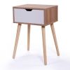 Nightstand, Modern End Table with Drawer, Wooden Side Table for Living Room and Bedroom, Home Furniture - wood color 2 pcs