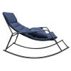 Rocking Lounge Chair,Armchair Rocker with Pillow and Cushion,for Living Room, Bedroom,Navy Blue - 2 Person