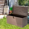 105 Gallon All Weather Large Deck Box Lockable Storage Container - brown