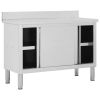 Work Table with Sliding Doors 47.2"x19.7"x(37.4"-38.2") Stainless Steel - 51051