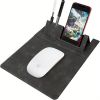 3-in-1 Multi-Functional Mouse Pad With Phone Holder, Ultra Smooth PU Leather Mouse Pad With Non-Slip Base - Dark Brown