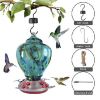 Hummingbird Feeder for Outdoors Hand Blown Colorful Glass Feeder with Ant Moat Gardening Supplies Bird Feeder Ant Proof - h