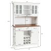 Kitchen Storage Cabinet Cupboard with Wine Rack and Drawers - White