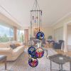 Garden Metal Wind Chimes Tree of Life Sympathy Crystal - Blue