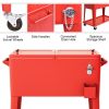 Outdoor Portable Rolling Party Cooler Cart Patio Mobile Ice Chests Beverage Icebox Beer Cola Cooler Trolley - red
