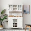 Kitchen Storage Cabinet Cupboard with Wine Rack and Drawers - White