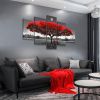 Canvas Wall Art Red Tree Wall Art with Moon Black and White Landscape Pictures for Wall Decor Large Pictures for Living Room 5 Pieces - 12x16inchx2pcs