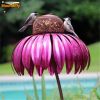 Bird Feeder Bottle with Stand Metal Flower Shaped Outdoor Garden Decoration Pink Coneflower Bird Feeder Container Accessories - Orange