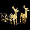 Reindeers & Sleigh Christmas Decoration 160 LEDs 51.2" Acrylic - White