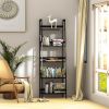 WTZ Bookshelf, Ladder Shelf, 5 Tier Bamboo Bookcase, Modern Open Book Case for Bedroom, Living Room, Office, BC-238 Black - as picture