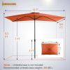 10 x 6.6ft Rectangle Patio Table Umbrella Outdoor Market Umbrella with 6 Steel Ribs and Crank Handle - Orange