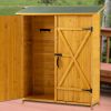 Outdoor Storage Shed with Lockable Door, Wooden Tool Storage Shed with Detachable Shelves and Pitch Roof, Natural/Gray - Natural