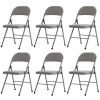 6pcs Elegant Foldable Iron & PVC Chairs for Convention & Exhibition Gray - as picture