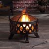 26" Wood Burning Outdoor Fire Pit - black