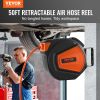 VEVOR Retractable Air Hose Reel, 3/8 IN x 50 FT Hybrid Air Hose Max 300PSI, Air Compressor Hose Reel with 5 ft Lead in, Ceiling / Wall Mount Enclosed