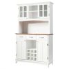 Kitchen Storage Cabinet Cupboard with Wine Rack and Drawers - White