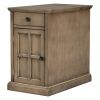 Classic Vintage Livingroom End Table Side Table with USB Ports and One Multifunctional Drawer with cup holders - Antique Brown