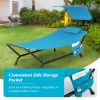 Patio Hanging Chaise Lounge Chair with Canopy Cushion Pillow and Storage Bag - Navy