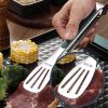 1pc Non-Slip Stainless Steel Food Tongs Meat Salad Bread Serving Clip Barbecue Grill Buffet Clamp Cooking Tools Kitchen Accessories - Small