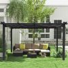 13x10 Ft Outdoor Patio Retractable Pergola With Canopy Sunshelter Pergola for Gardens,Terraces,Backyard, Gray - as Pic