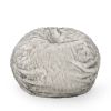 Schley Modern Glam 5 Foot Short Faux Fur Bean Bag, White and Gray - as Pic