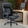 Big and Tall 400lbs Office Chair- Adjustable Lumbar Support Quiet Wheels Heavy Duty Metal Base, High Back Large Executive Computer Desk Chair,black -