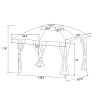 10ft W*12ft L Outdoor Double Vents Gazebo Patio Metal Canopy with Screen and LED Lights for Backyard, Poolside, Brown - Brown - Metal