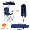 Foldable Beach Canopy Chair Sun Protection Camping Lawn Canopy Chair 330LBS Load Folding Seat - Navy Blue