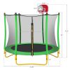 5.5FT Trampoline for Kids - 65" Outdoor & Indoor Mini Toddler Trampoline with Enclosure, Basketball Hoop and Ball Included - as Pic