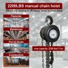 Hand Chain Hoist, 2200 lbs 1 Ton Heavy Duty Chain Hoist 10ft Chain Fall Chain Lift with 2 Chain Hooks for Lifting Good in Transport & Workshop - 1T