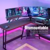 51 Inch L-Shaped Gaming Desk Computer Corner Desk PC Gaming Desk Table with Large Monitor Riser Stand,Black - Black