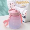 1300ml Motivational Water Bottle with Time Marker; Shoulder Strap & Straw - Perfect for School; Sports; Camping - 44oz Cute Design for Girls & Kids -