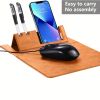 3-in-1 Multi-Functional Mouse Pad With Phone Holder, Ultra Smooth PU Leather Mouse Pad With Non-Slip Base - Black