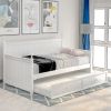 Twin Size Wood Daybed with Twin Size Trundle - White