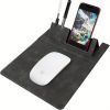 3-in-1 Multi-Functional Mouse Pad With Phone Holder, Ultra Smooth PU Leather Mouse Pad With Non-Slip Base - Gray