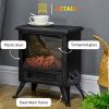 Electric Fireplace Heater LED Flame Fireplace Stove BLACK-AS - as picture