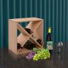 24 Bottle Modular Wine Rack, Stackable Wine Storage Cube for Bar Cellar Kitchen Dining Room, Burlywood - Burlywood