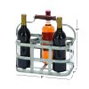 6 Bottle Farmhouse Metal Wine Holder with Wooden Handle, Gray - as Pic