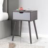 Nightstand, Modern End Table with Drawer, Wooden Side Table for Living Room and Bedroom, Home Furniture - cement gray 2 pcs